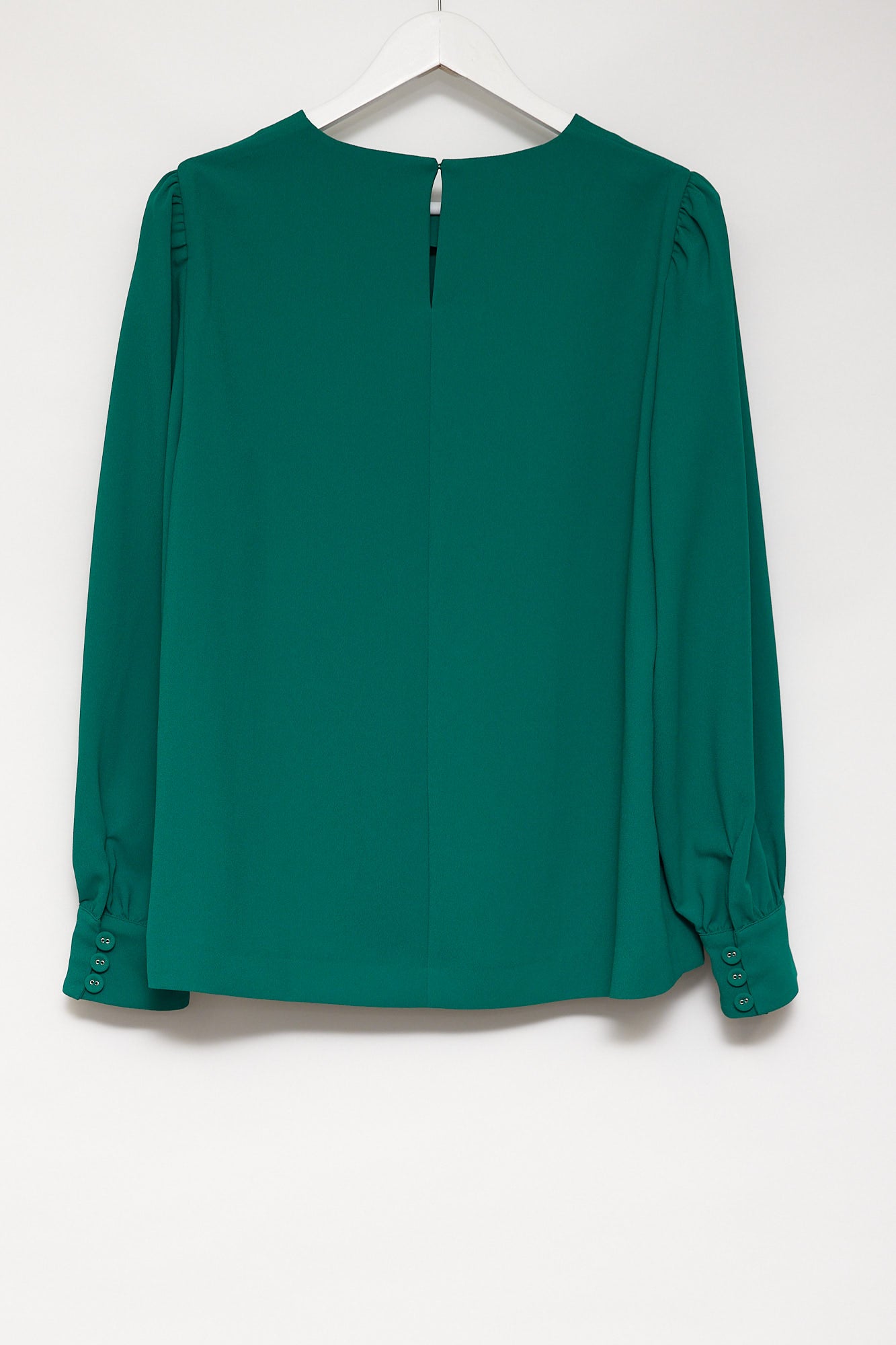 Womens Jaeger Crepe long sleeve green blouse size 18