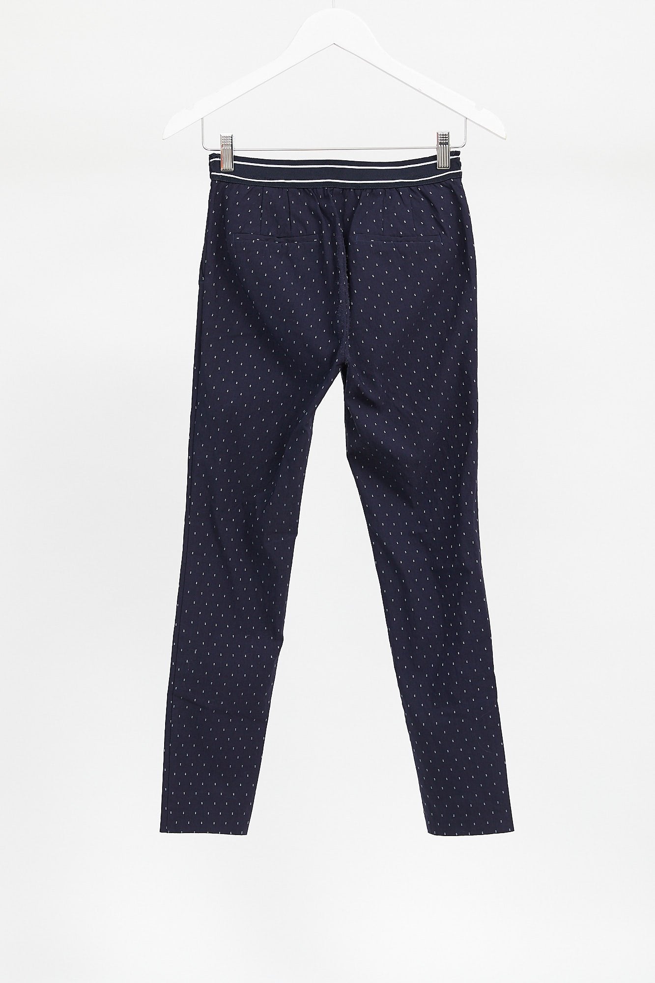 Womens Navy Polka Dot Pattern Trouser: Size 10 or Small