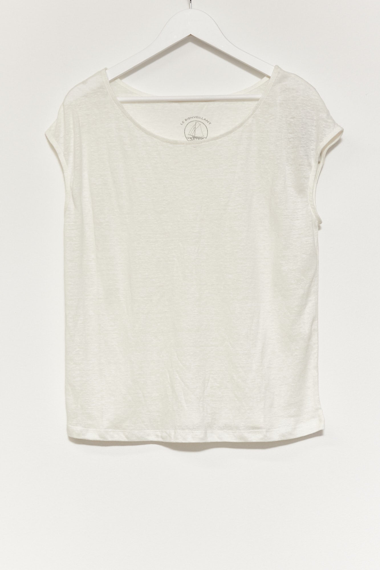 Womens Cream Linen T-shirt Size Small