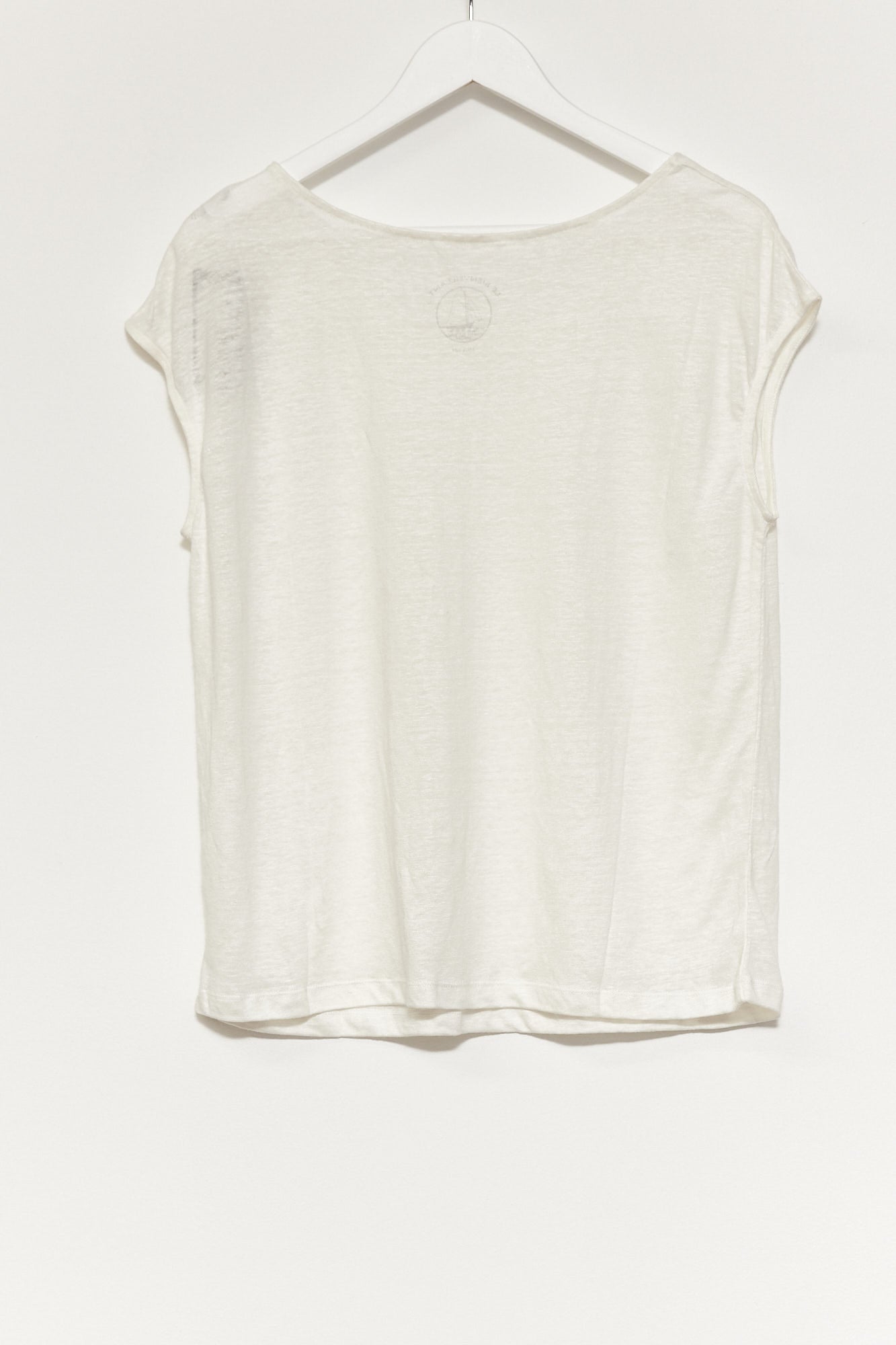 Womens Cream Linen T-shirt Size Small