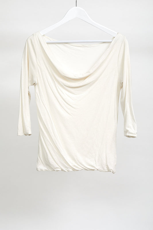 Womens Cream Long Sleeve T-Shirt: Size Small