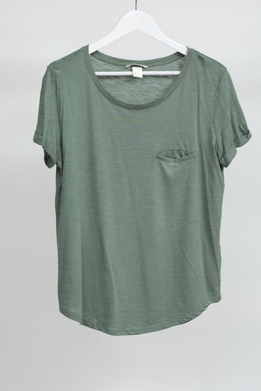 Womens Khaki Short Sleeve T-Shirt: Size Small