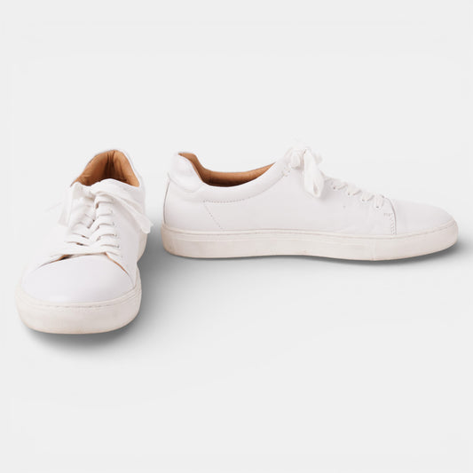 White Leather M&S Lace up trainers Size 10