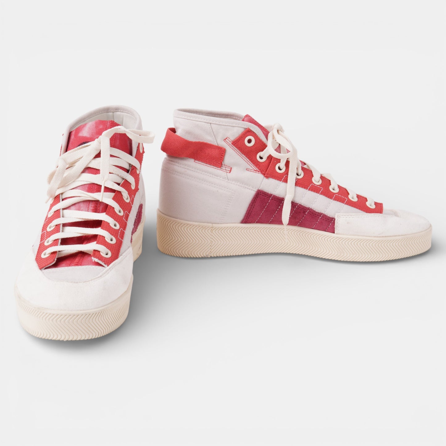 White & Red Hightop trainers Size 10