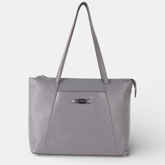 Grey Leather Tote Bag