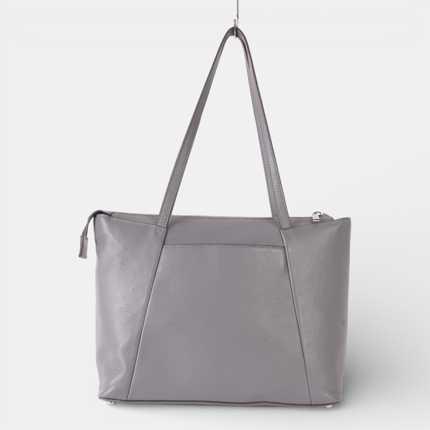 Grey Leather Tote Bag