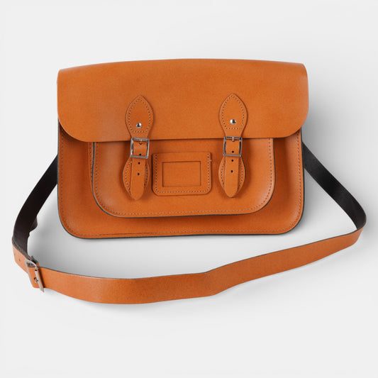 Orange Leather Satchel Bag