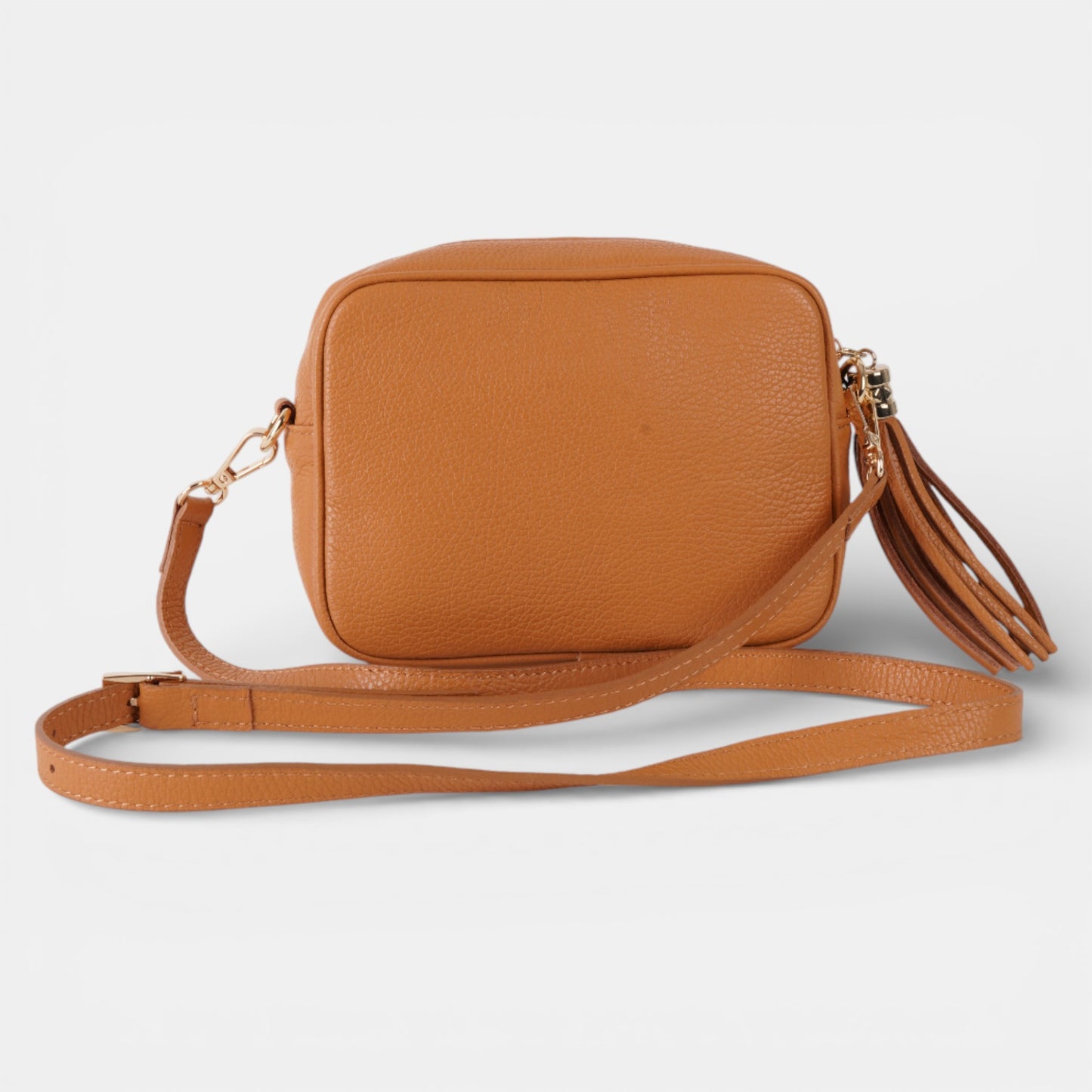 Yellow/ Tan Leather Crossbody Purse Bag with Tassel