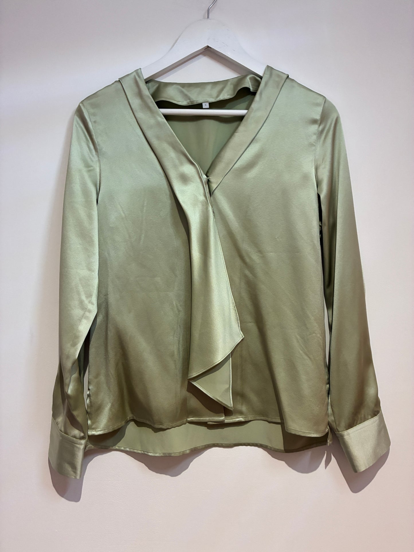 Womens Green Satin Blouse size 10