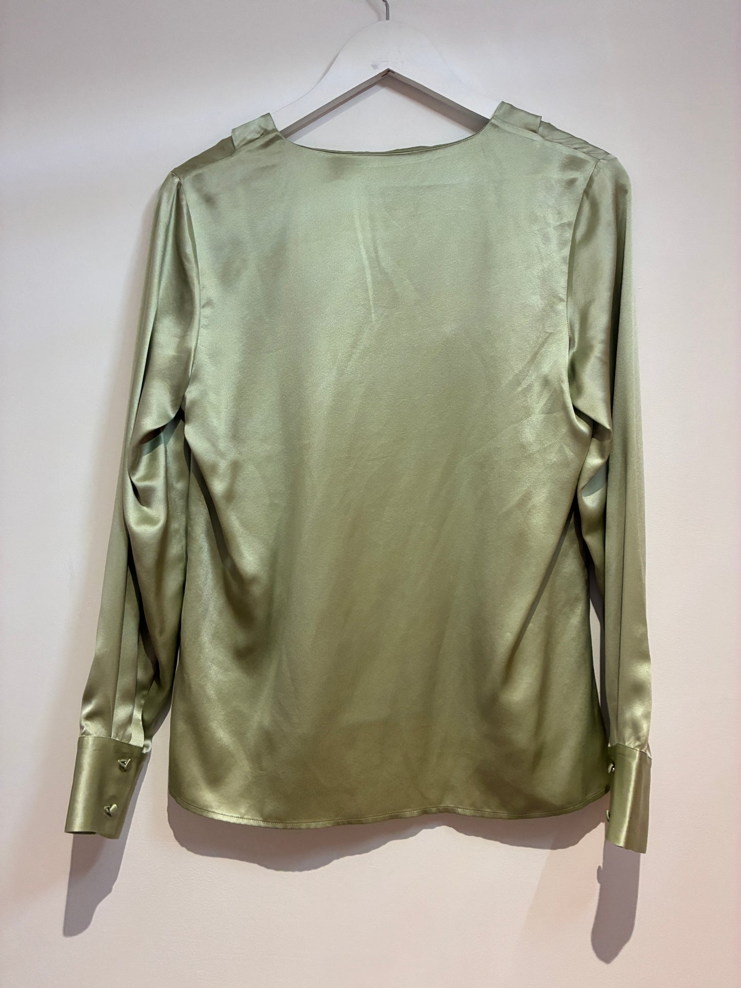 Womens Green Satin Blouse size 10
