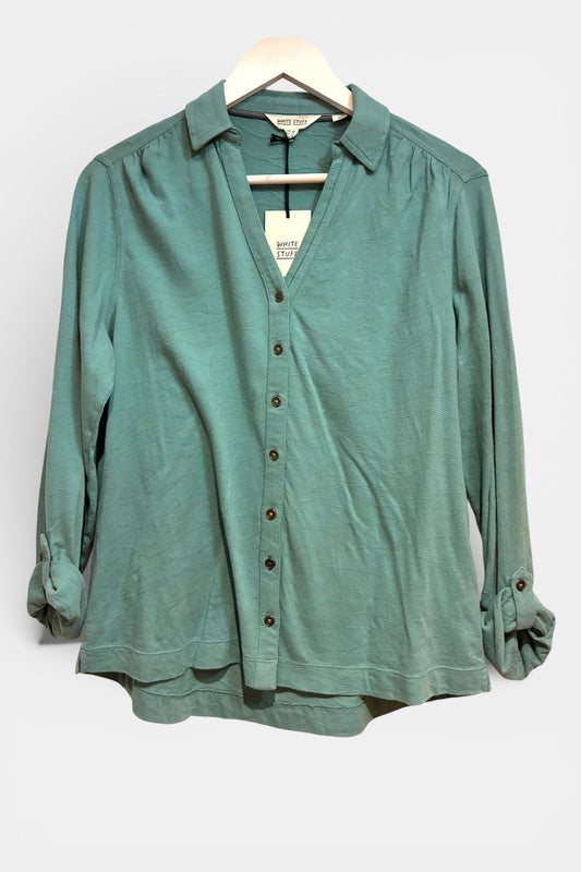 Womens Green White Stuff Collared Top Size 12