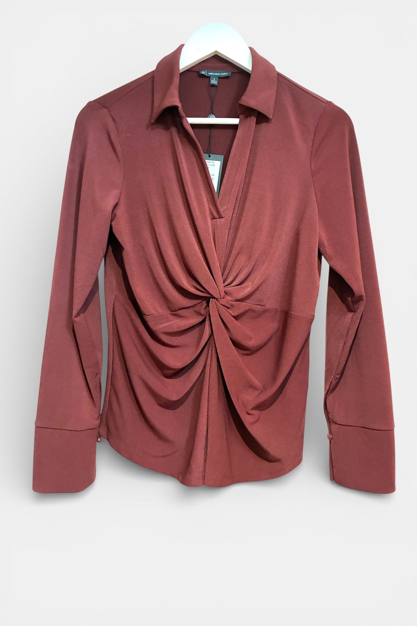 Womens Teracotta Red Gathered Blouse Size Small