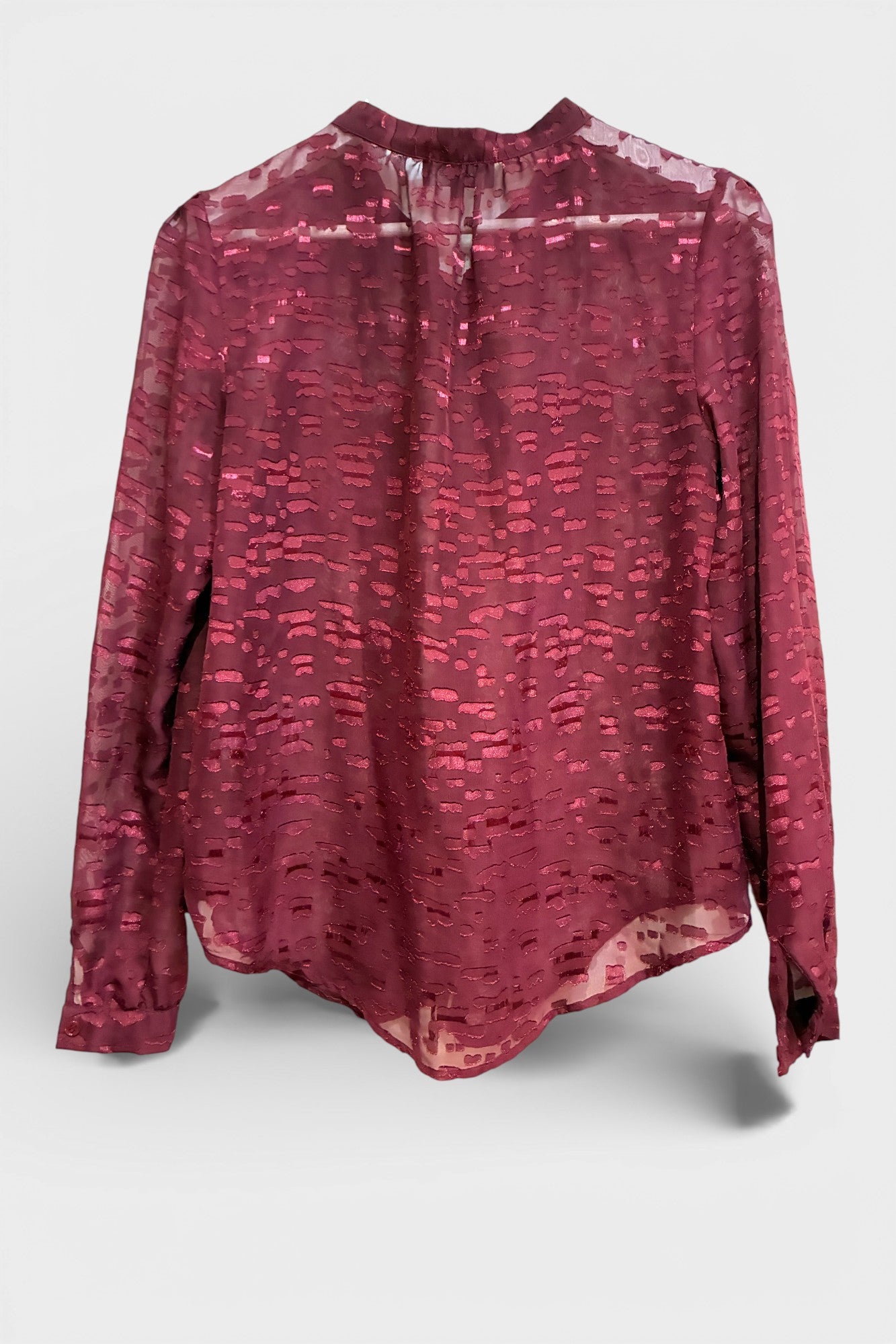 Womens Label Lab Red Sheer Pattern Blouse Size 8