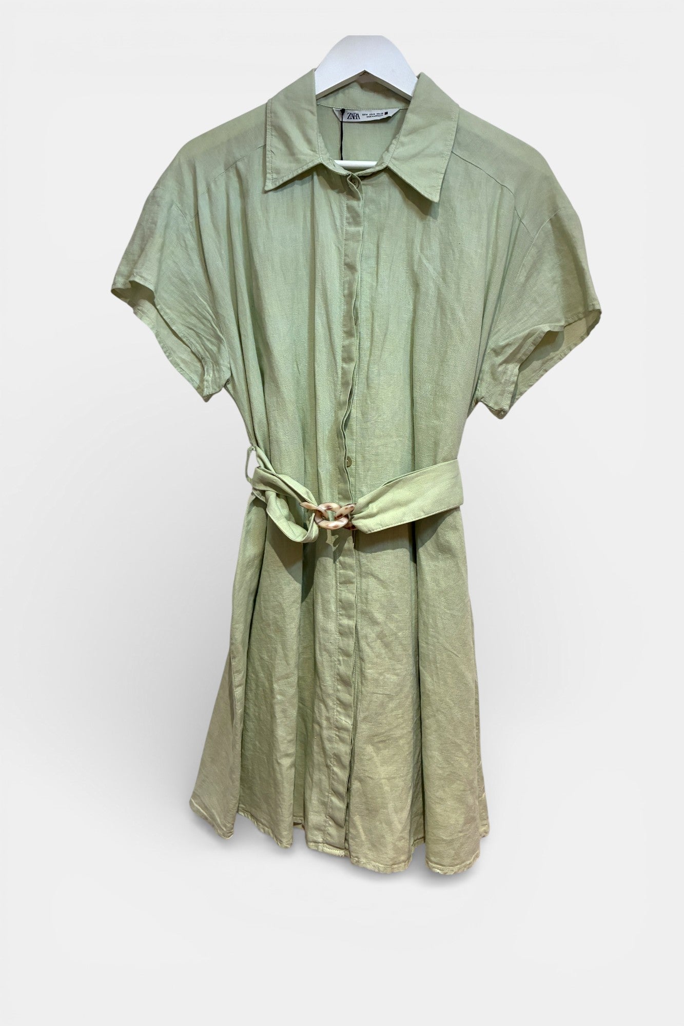 Womens Green Zara Linen Dress size M