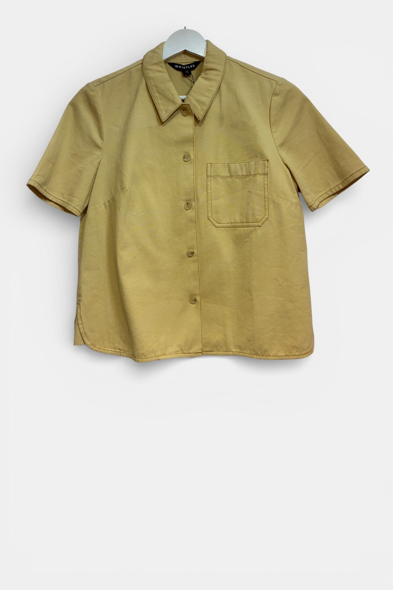 Womens Yellow Whistles Cropped Shirt Size Small