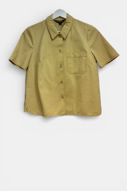 Womens Yellow Whistles Cropped Shirt Size Small