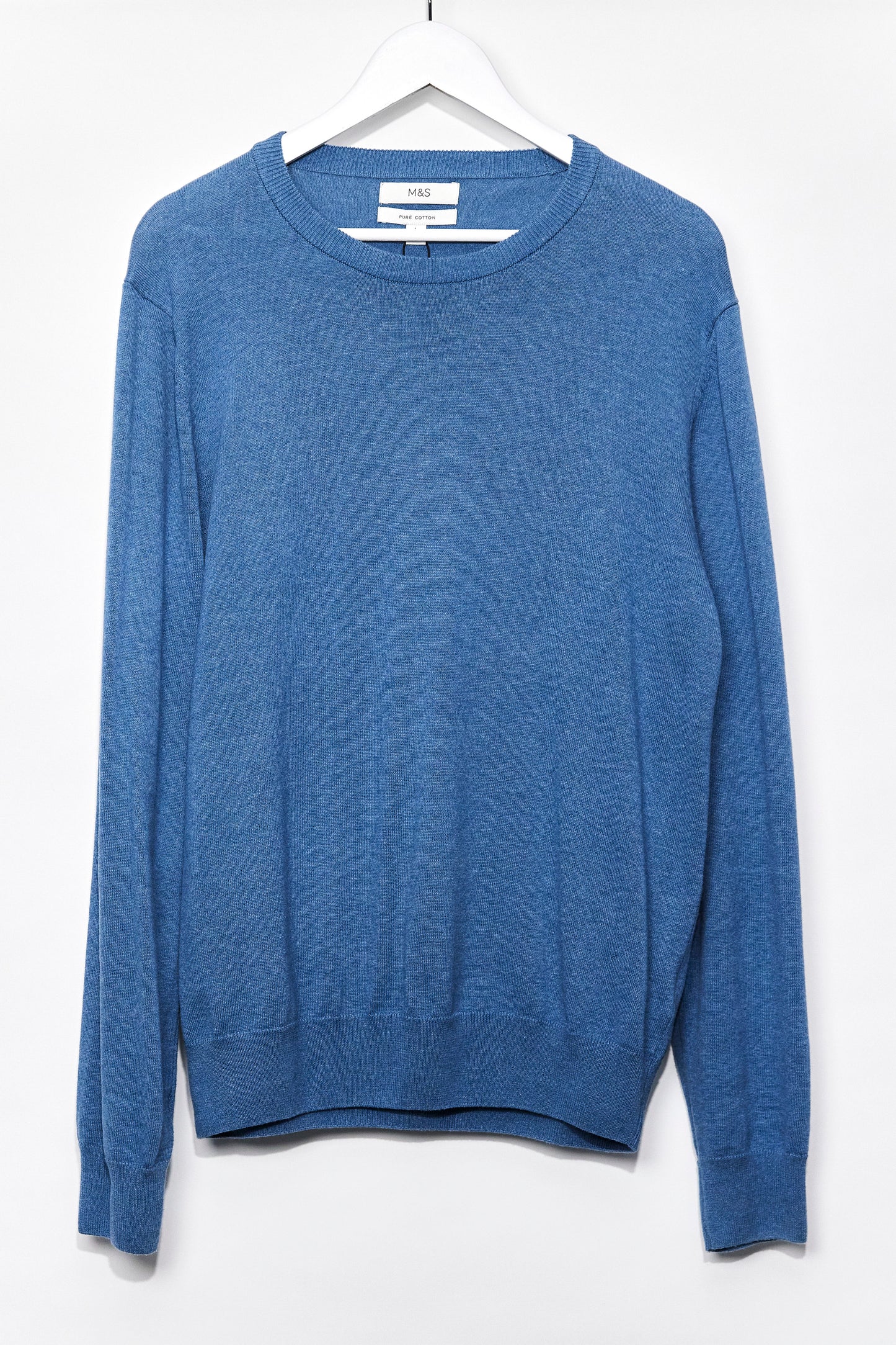 Mens M&S Blue Crew Neck knitted Jumper size Large