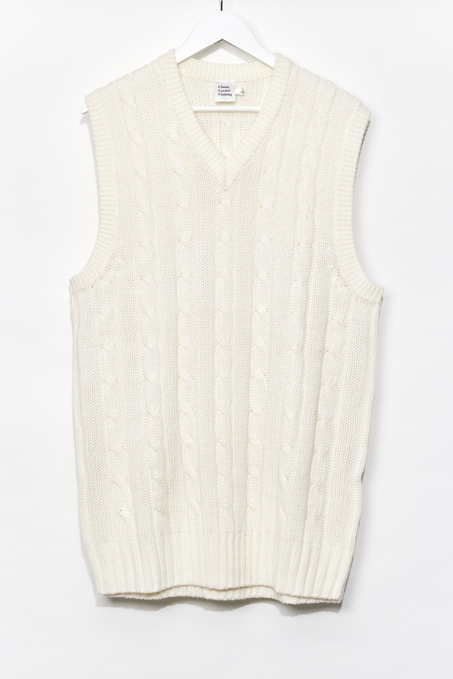 Mens Cream Knitted Cricket Vest size Large