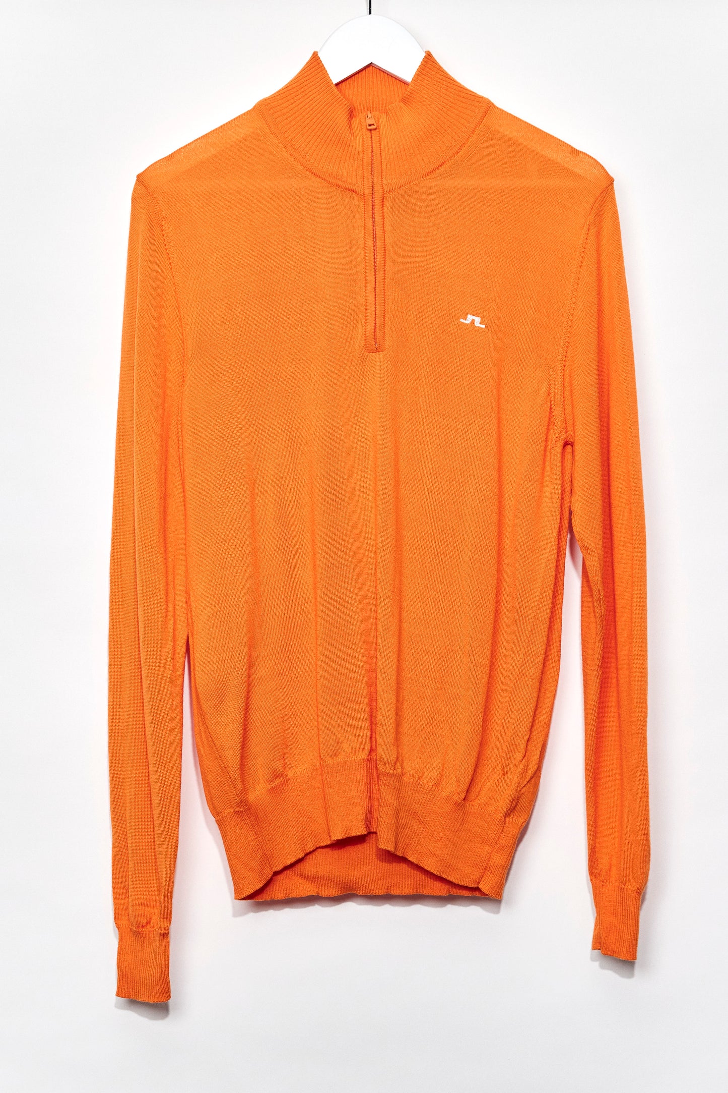 Mens Orange Knitted Golf Jumper with Zip Neck size Medium