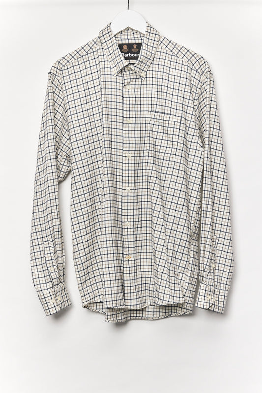 Mens Barbour White Checked Oxford Shirt Size Large