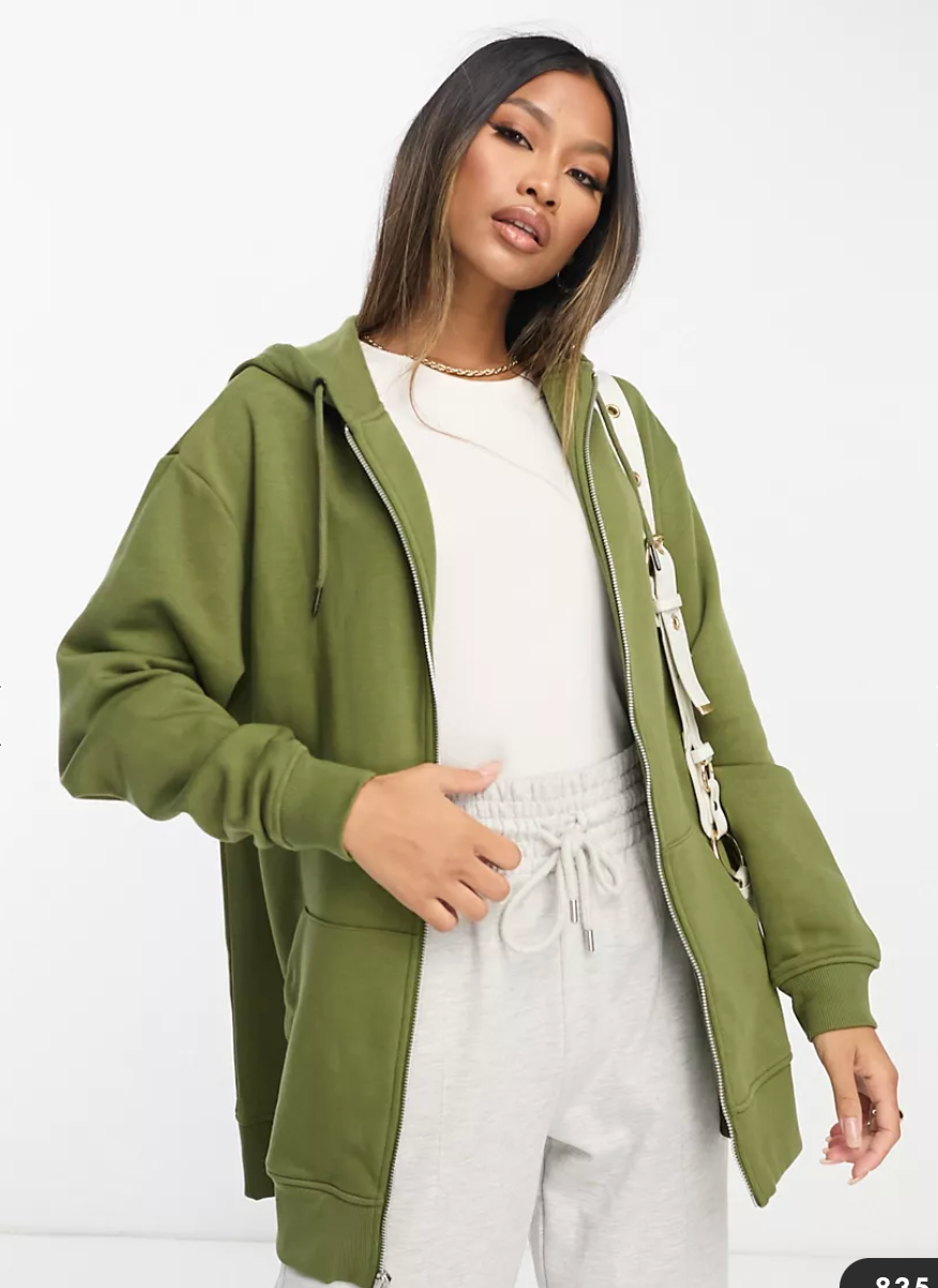 Unisex ASOS Green Zip up Hoodie size Extra Small