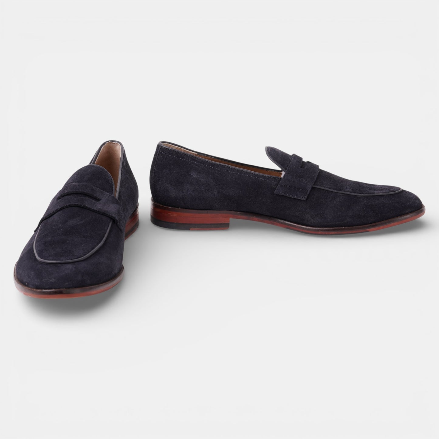 Navy Suede loafers size 8