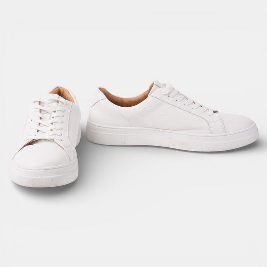 White Leather M&S Lace up trainers Size 8