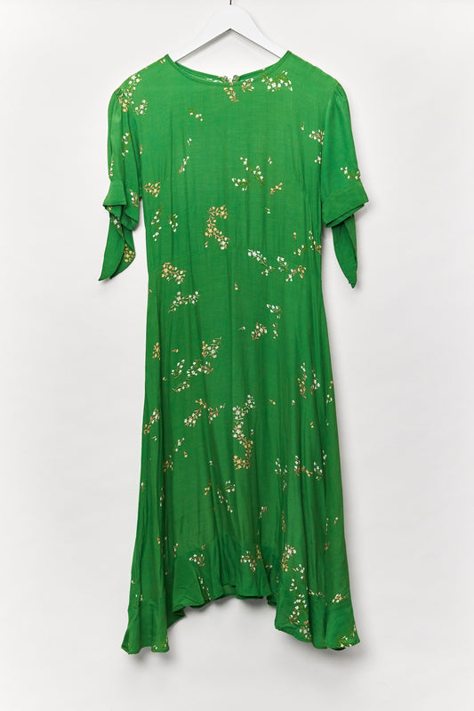 Womens Green midi floral print dress size small