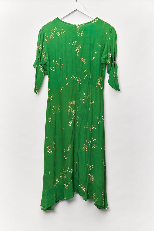 Womens Green midi floral print dress size small