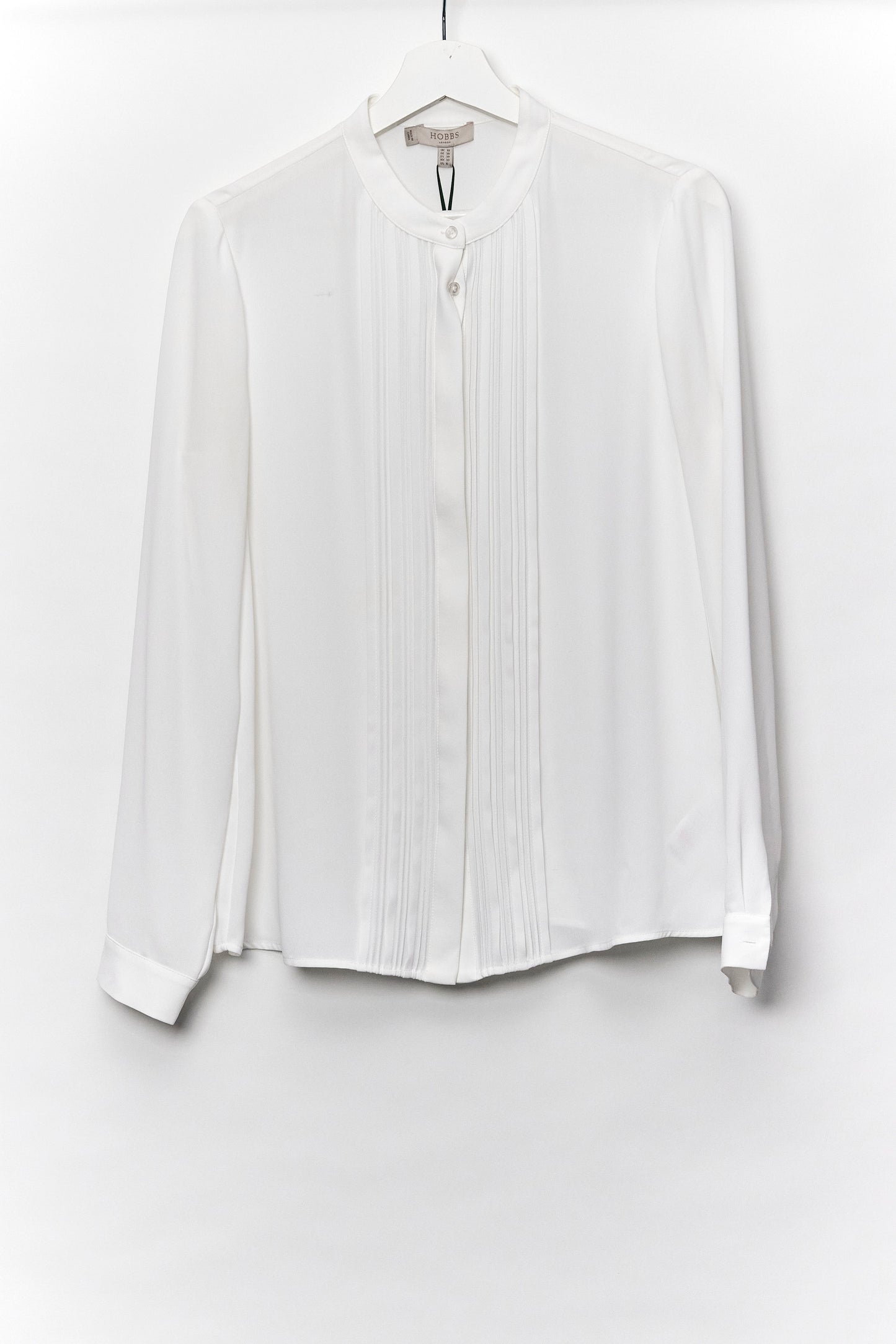 Womens Hobbs White Collarless blouse Size Small