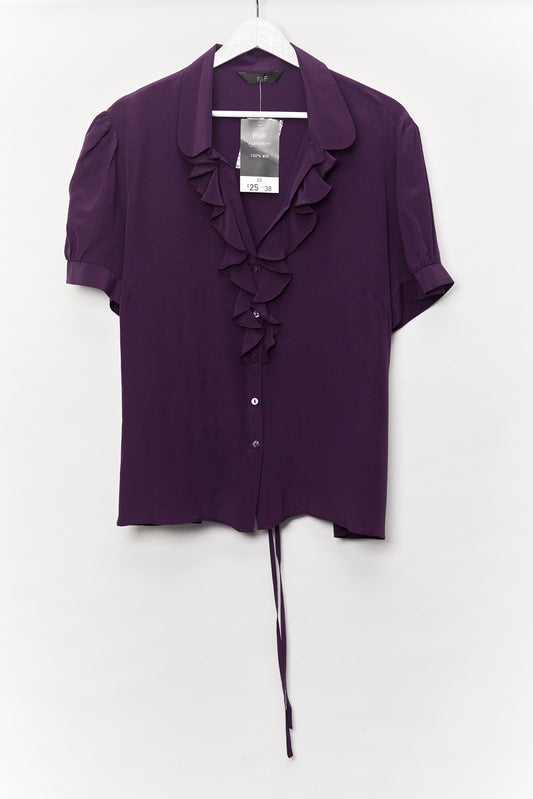 Womens Florence & Fred Purple Short Sleeve Silk Blouse Size 22