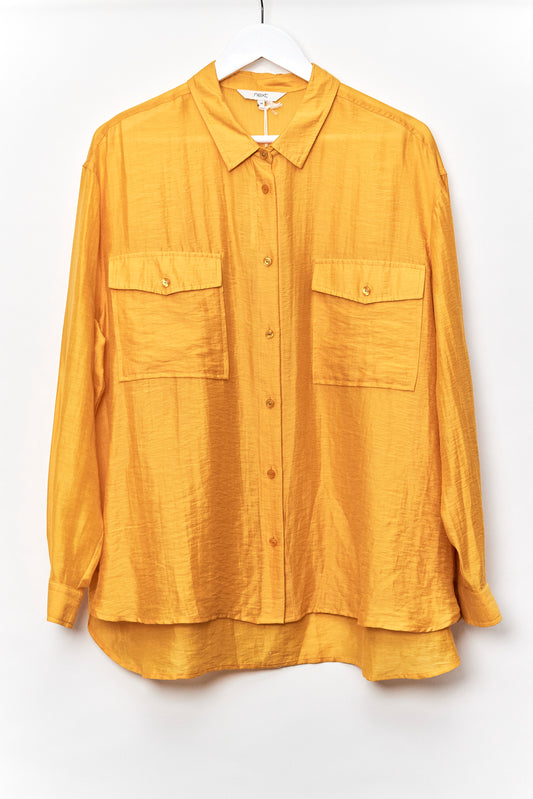 Womens Next Yellow Satin Shirt Size 20