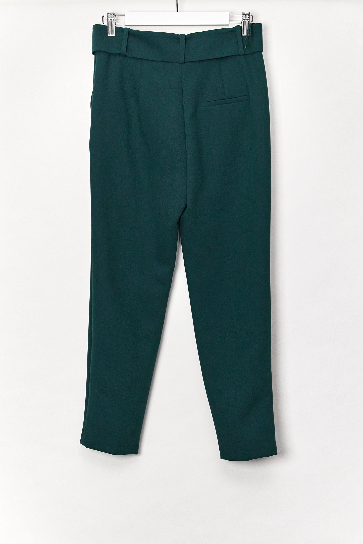 Womens Green Belted Tailored Trousers Size Extra Small