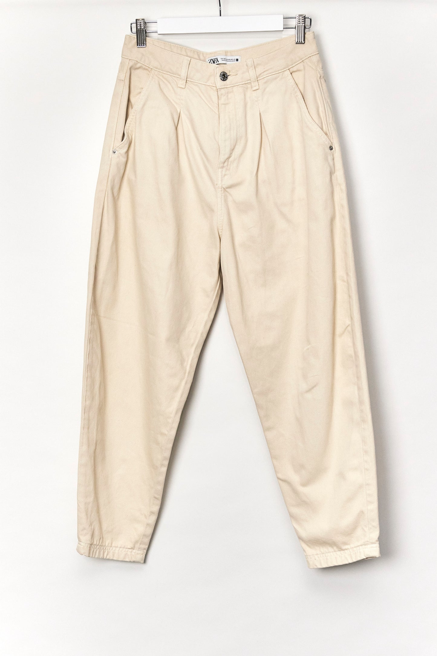 Womens Cream Zara Peg Jeans Size Small