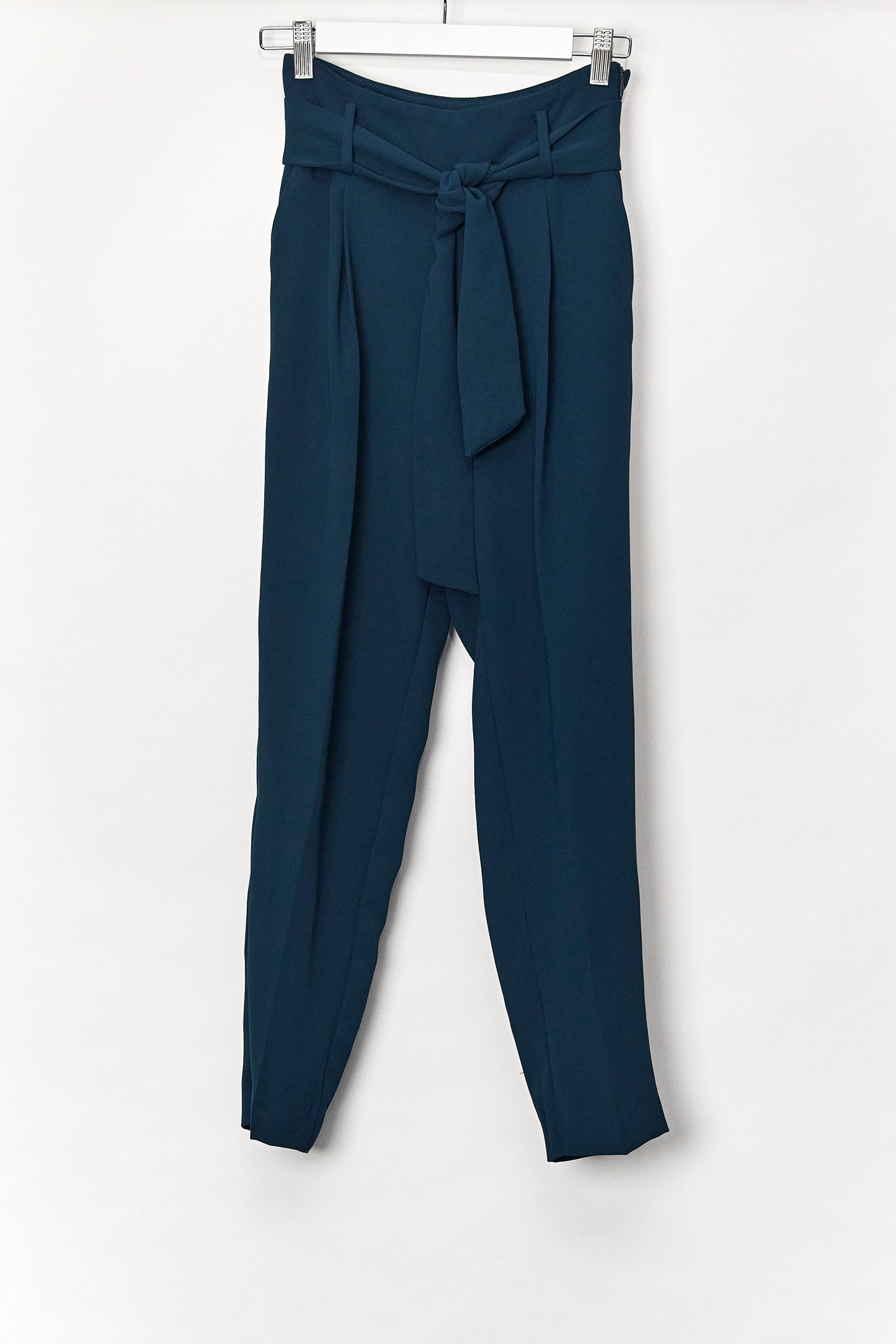 Womens Dark Teal Belted Trousers Size Extra Small