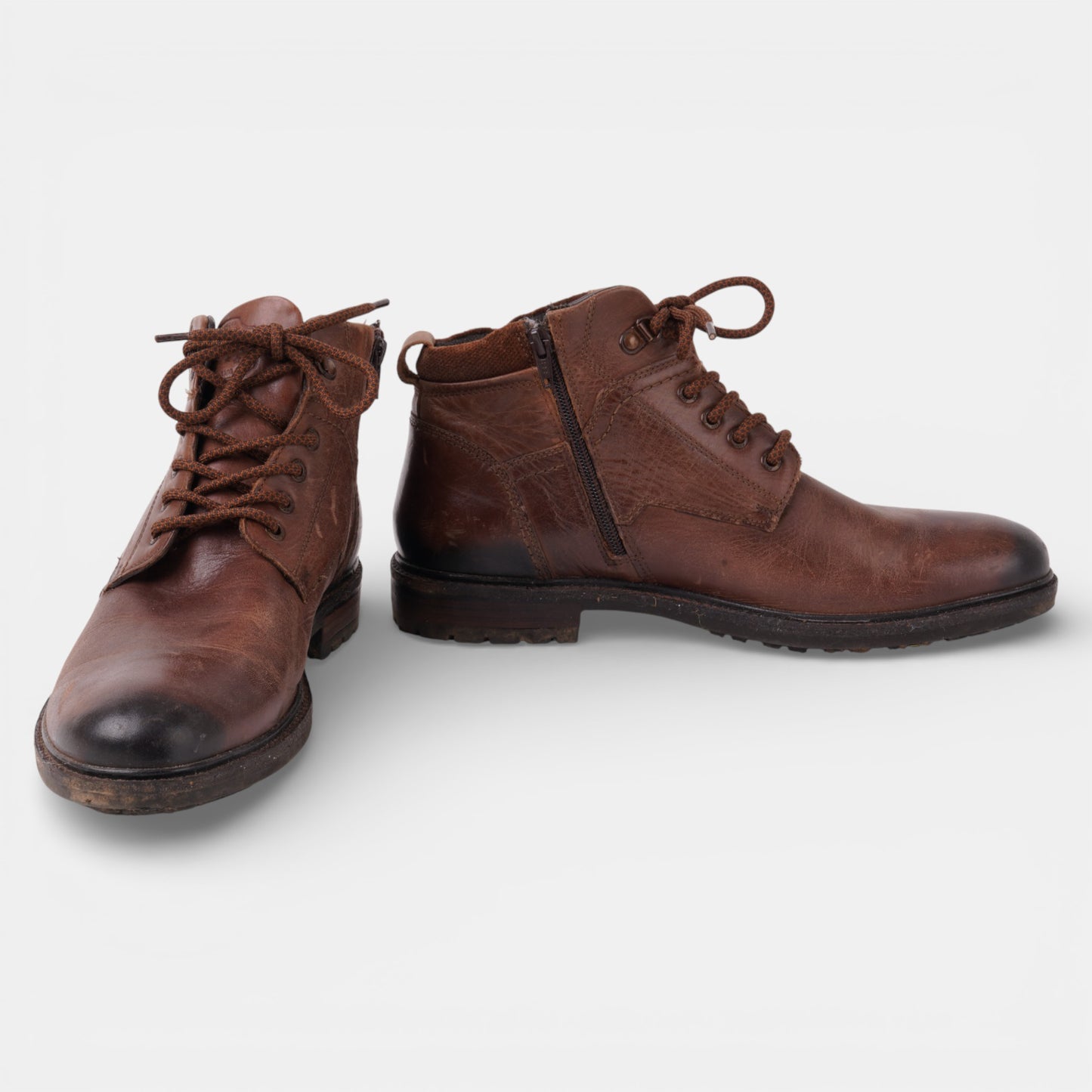 Brown Leather lace up boots size 10