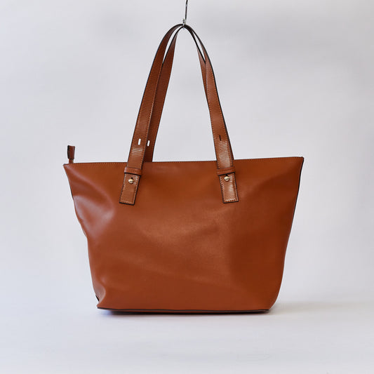 Brown leatherette tote bag