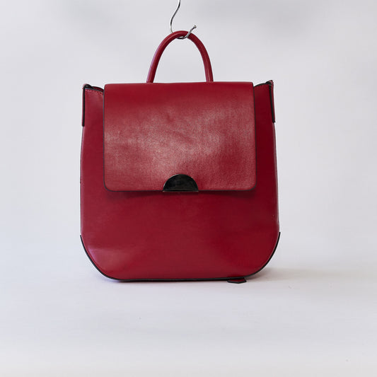 Red leatherette rucksack