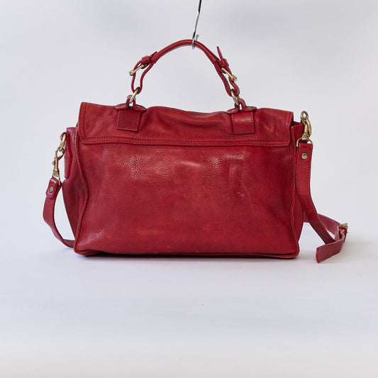 Small red leather satchel