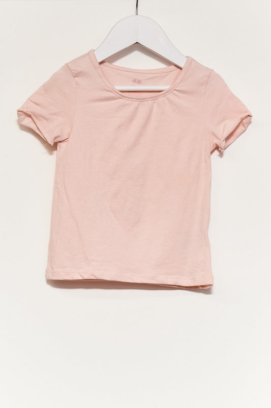 Kids H&M Light Pink T-shirt with roll sleeve age 4