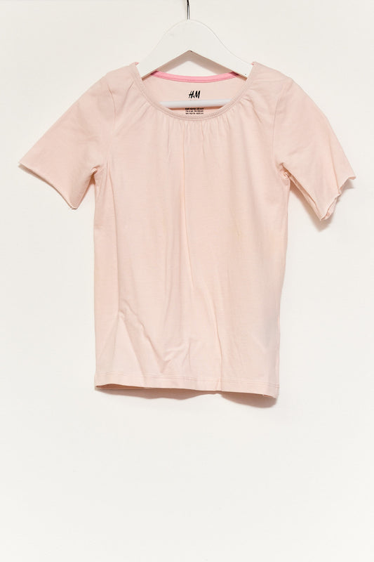 Kids H&M Light Pink T-shirt with roll sleeve age 4-6
