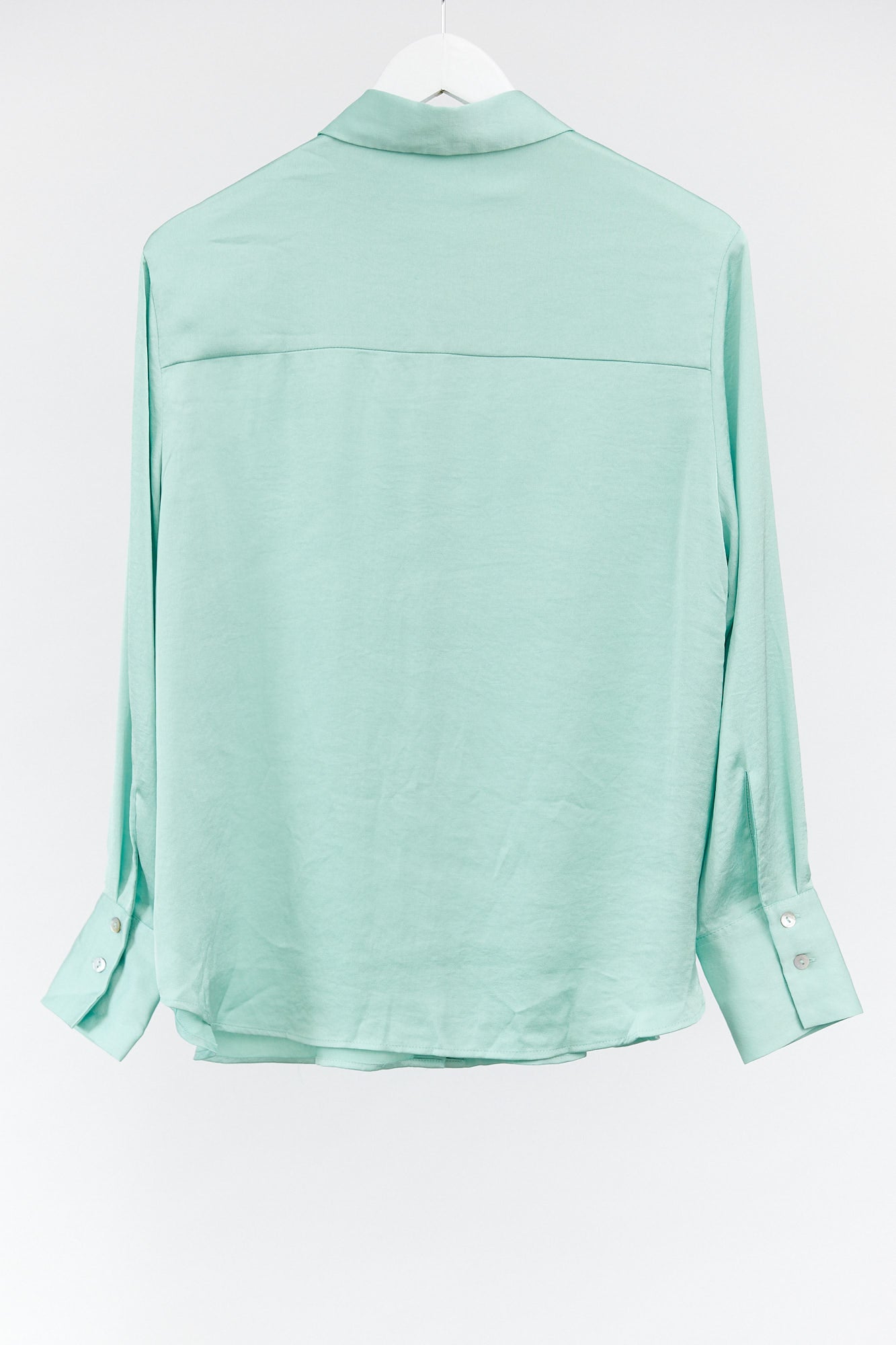 Womens Mango Turquoise satin shirt size medium