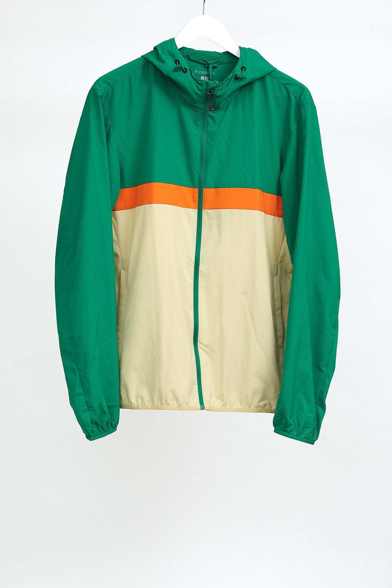Mens Green, Orange & Cream Uniqlo Coat: Size Medium