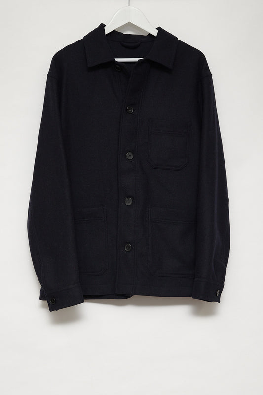 Mens navy wool overcoat style chore jacket size large