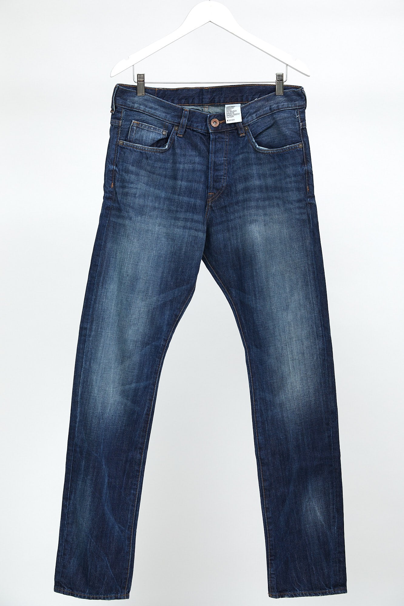 H&M Dark Blue Denim Tapered Leg Jean: W33 L34