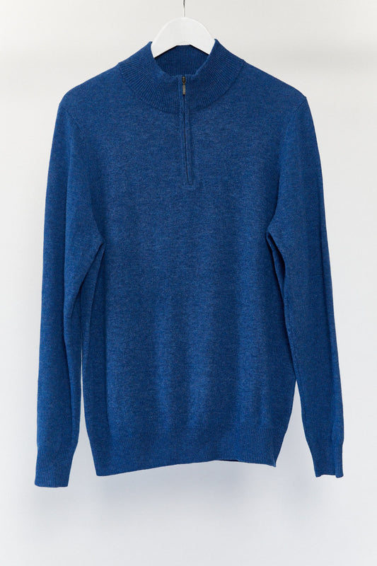 Mens WoolOvers Blue Zip up Sweater Size Medium
