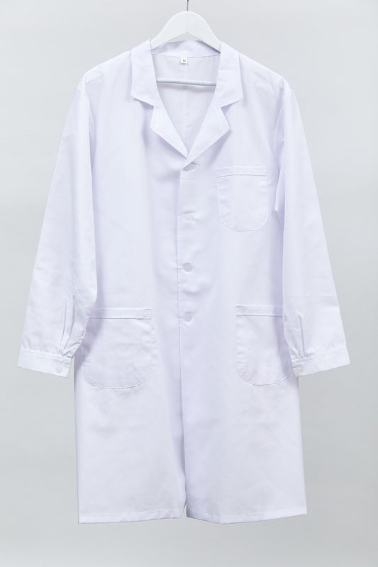 White unisex lab coat with cuffs: size medium