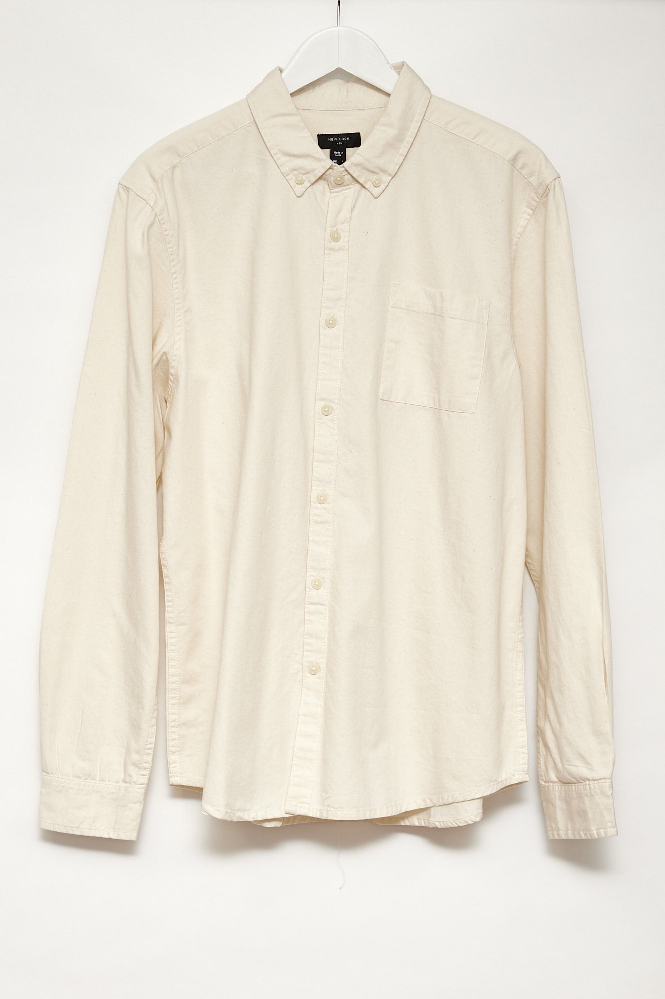 Mens New Look Cream Oxford shirt size large