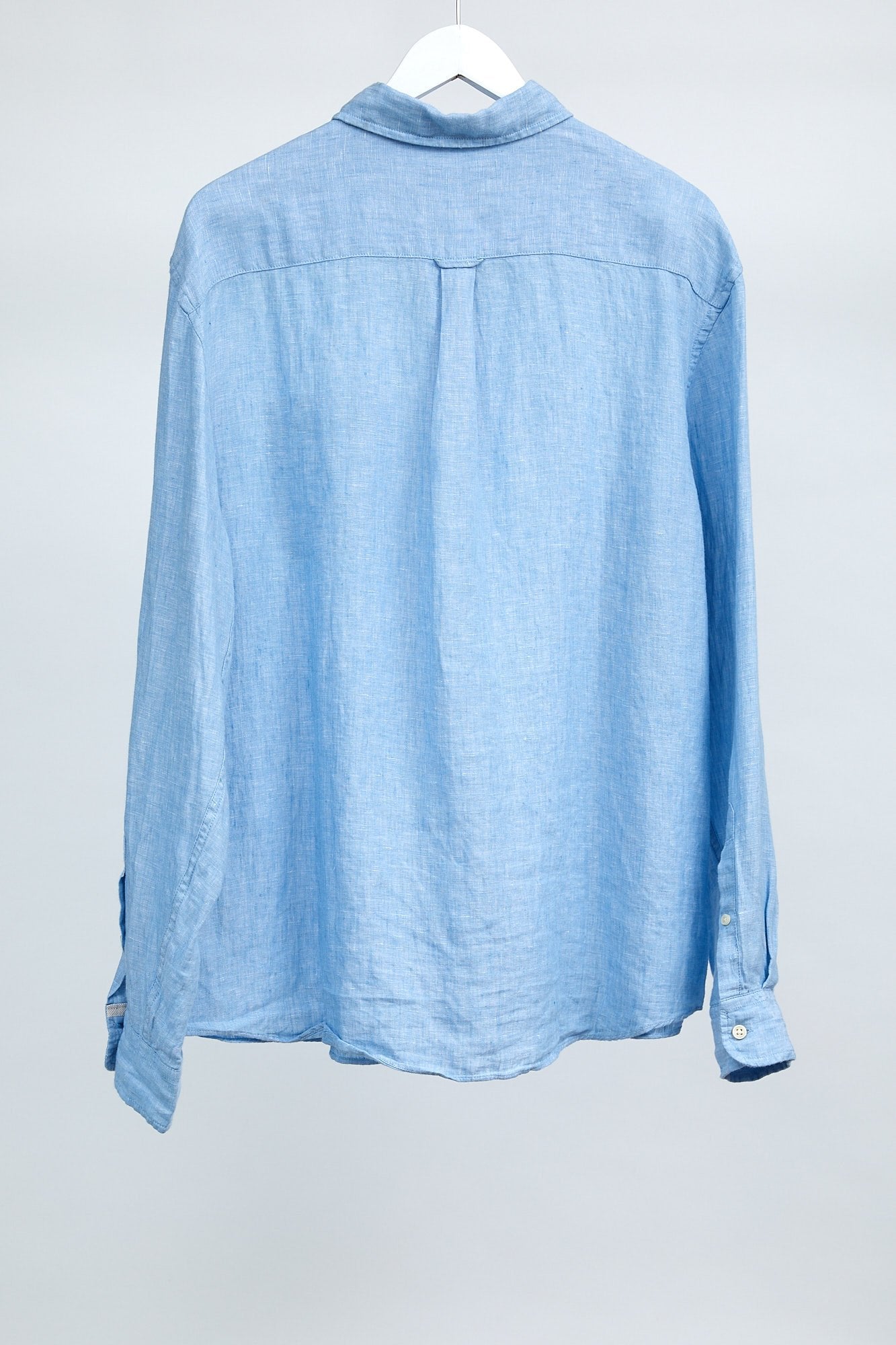 Mens Light Blue M&S Linen Shirt: Size Large