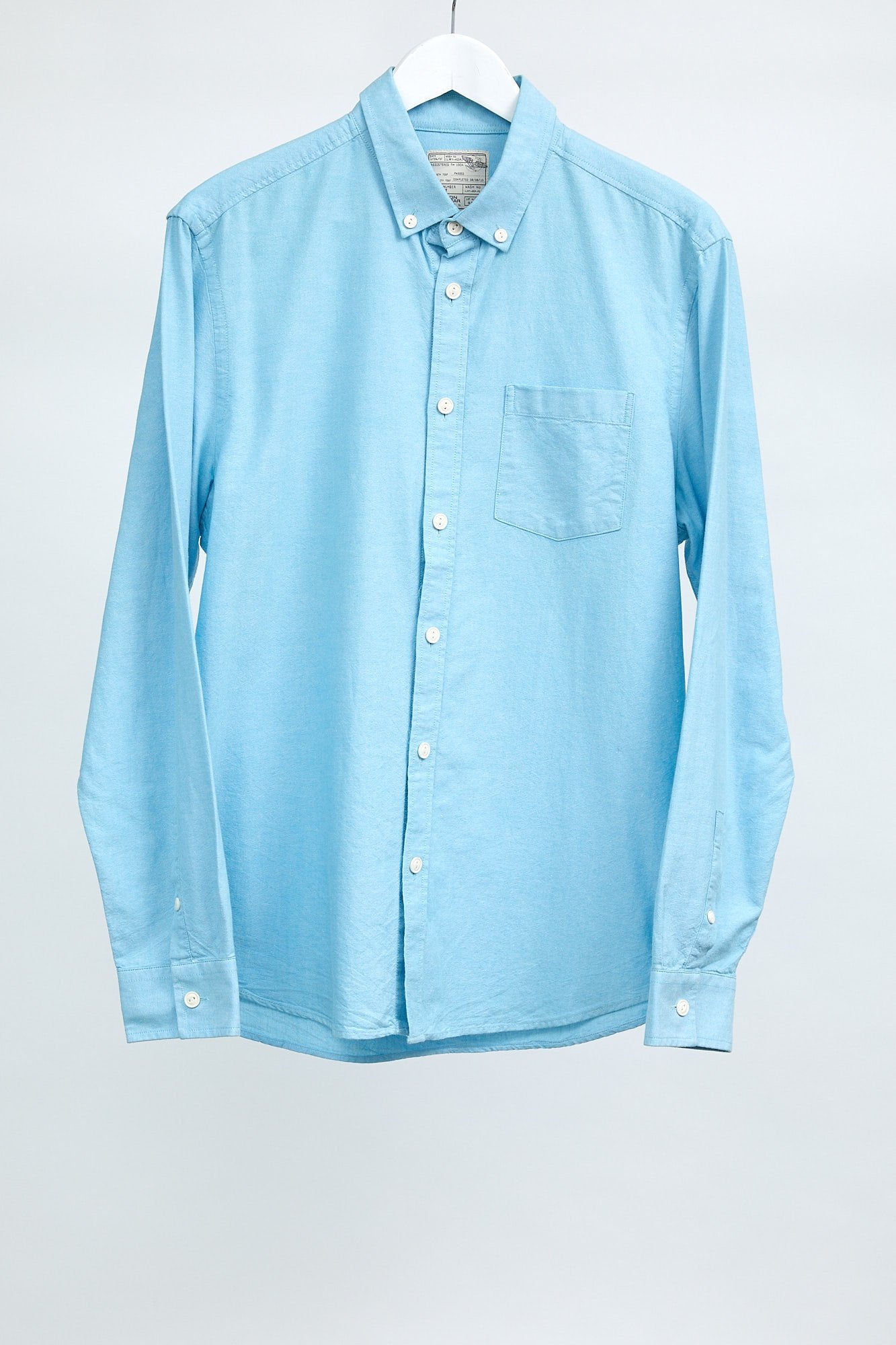 Mens Turquoise Blue Oxford Shirt: Size Medium